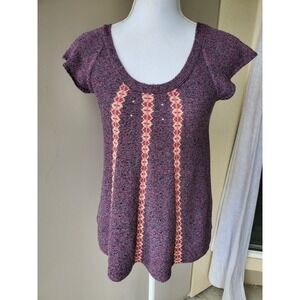 Guinevere Anthropologie Sweater Shirt Womens XS Purple Pink Geometric BOHO‎